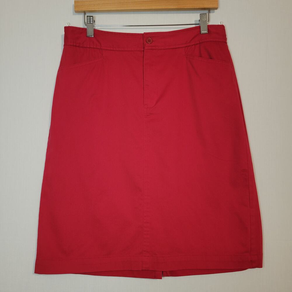 Orvis Stretch Pocket Skirt sz 12 Red Aline Classic Office Career Wear Preppy New